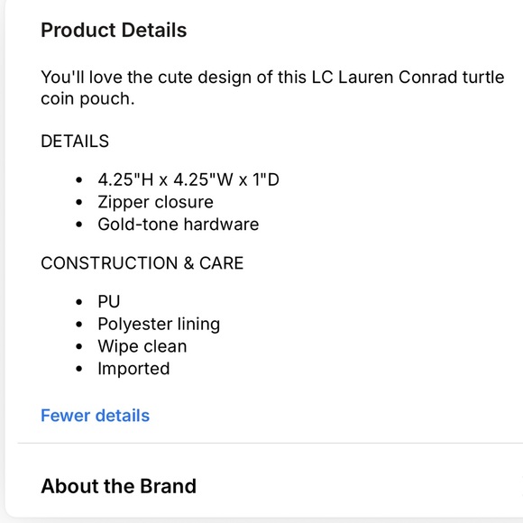 LC Lauren Conrad Vegan Leather Mint Green Turtle Coin Purse - Picture 6 of 8